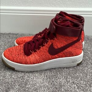 Nike Fly Knit Air Force One High-Top Sneakers with Straps